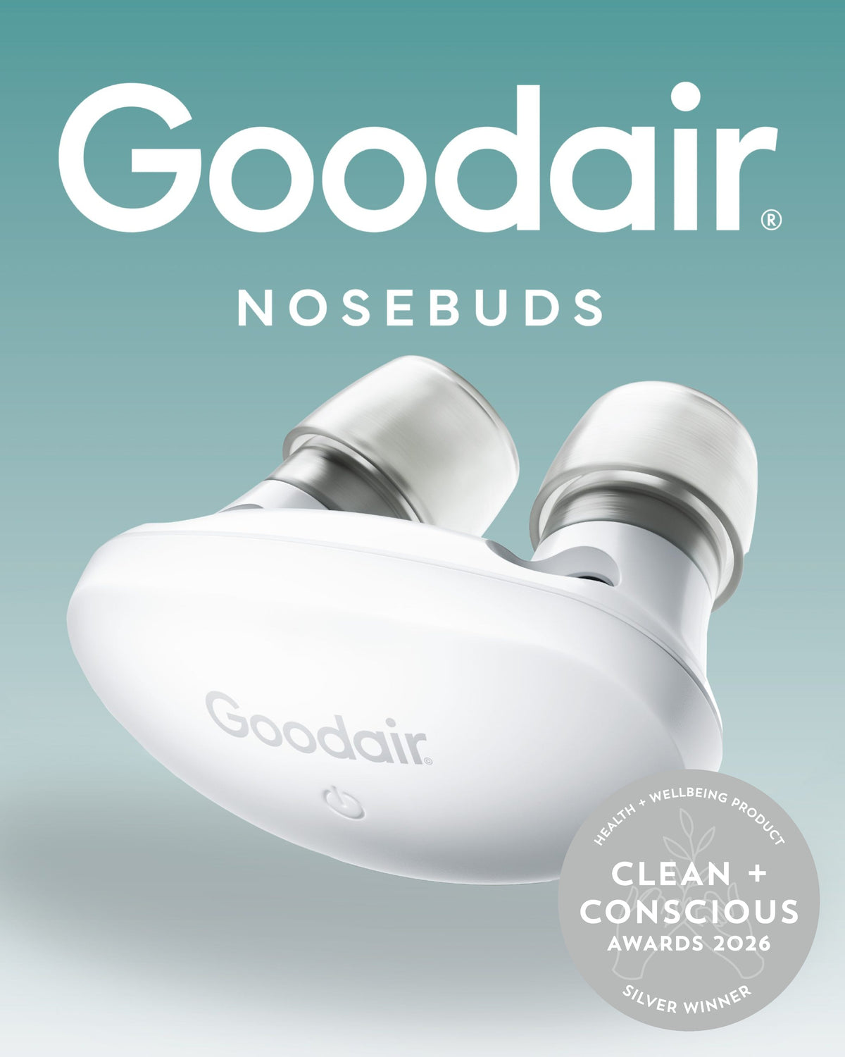 Goodair Nosebuds, Silver Winner in the 2026 Clean + Conscious Awards Best Health + Wellbeing Product category